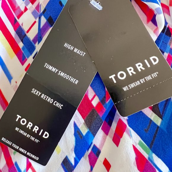 TORRID Swim Blue Pink Yellow Multi Abstract Geo Smooth Bikini Bottoms NEW NWT - Picture 4 of 9